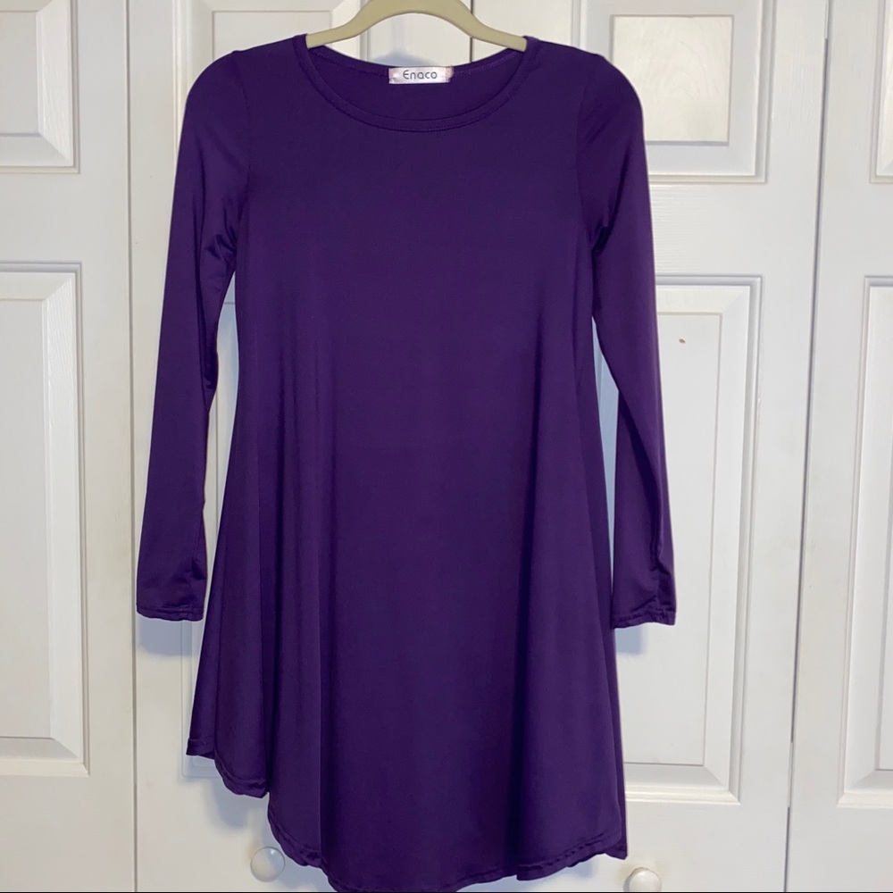 Solid purple long sleeve dress